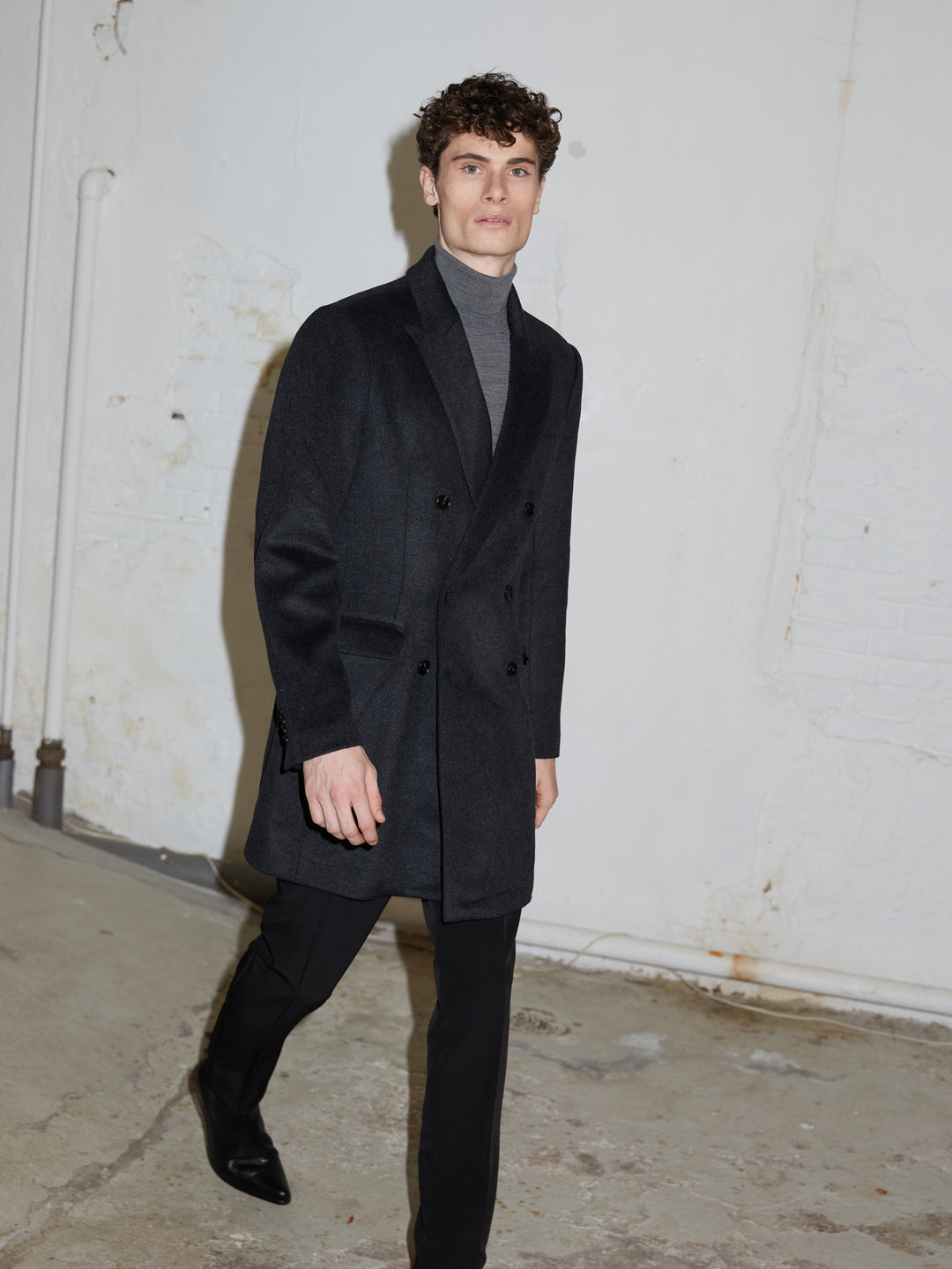 Bruuns Bazaar Men FuzzyBBDoubalina coat Overtøj Black melange