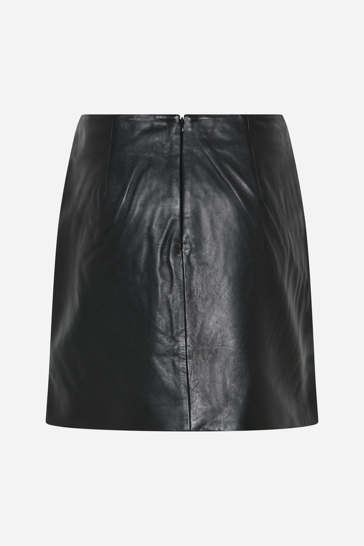 Bruuns Bazaar Women GentianBBShort lædernederdel Nederdele Black