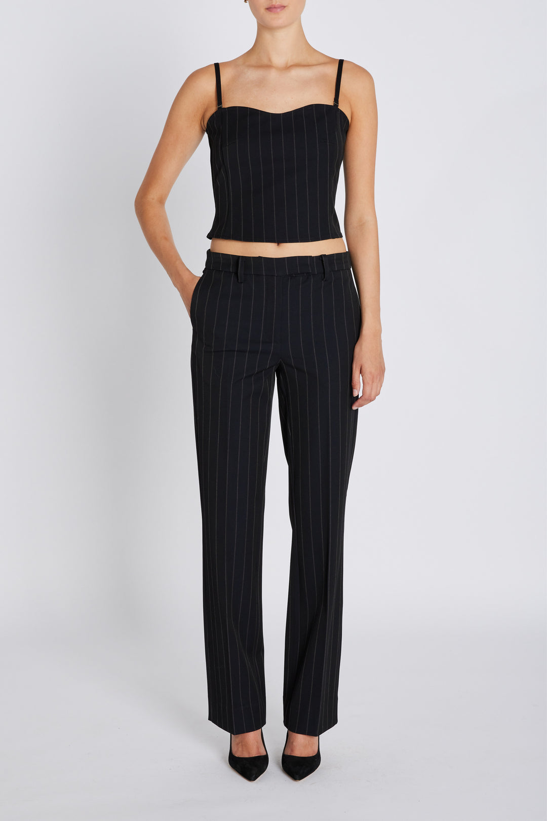 Bruuns Bazaar Women HydrangeaBBKorsas top Bluser Black pinstripe