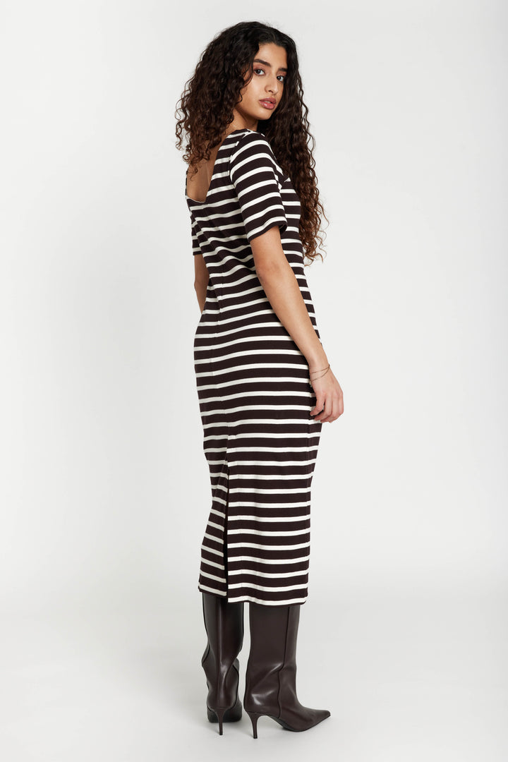 Bruuns Bazaar Women IguanuraBBBoat neck dress Kjoler Brown stripe
