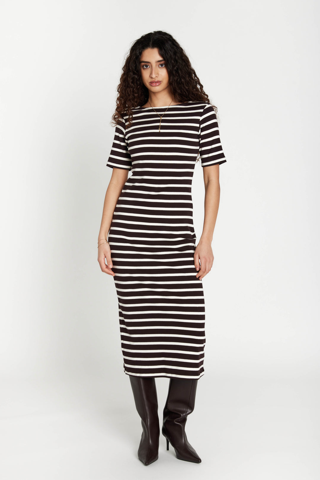 Bruuns Bazaar Women IguanuraBBBoat neck dress Kjoler Brown stripe