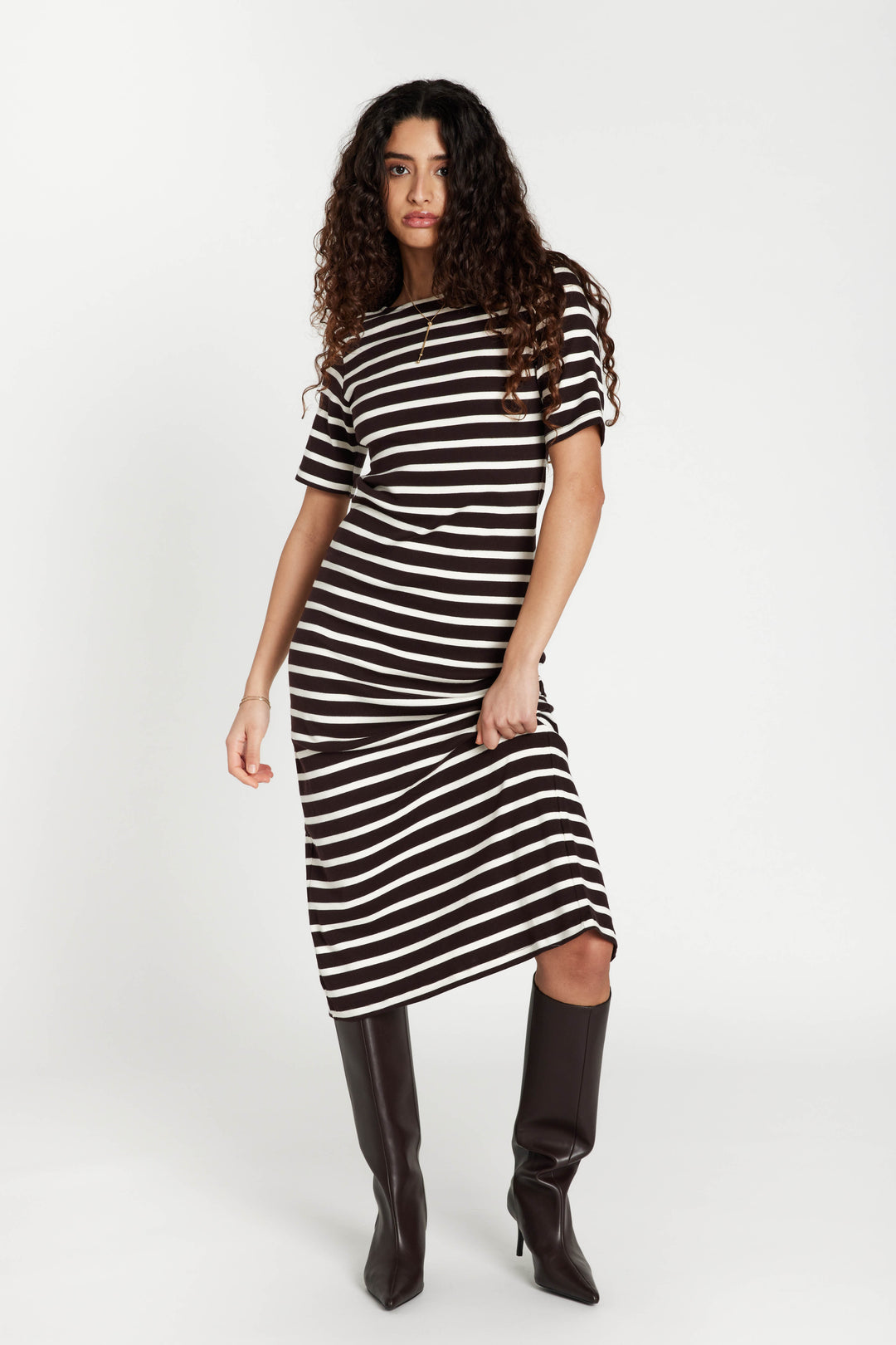 Bruuns Bazaar Women IguanuraBBBoat neck dress Kjoler Brown stripe