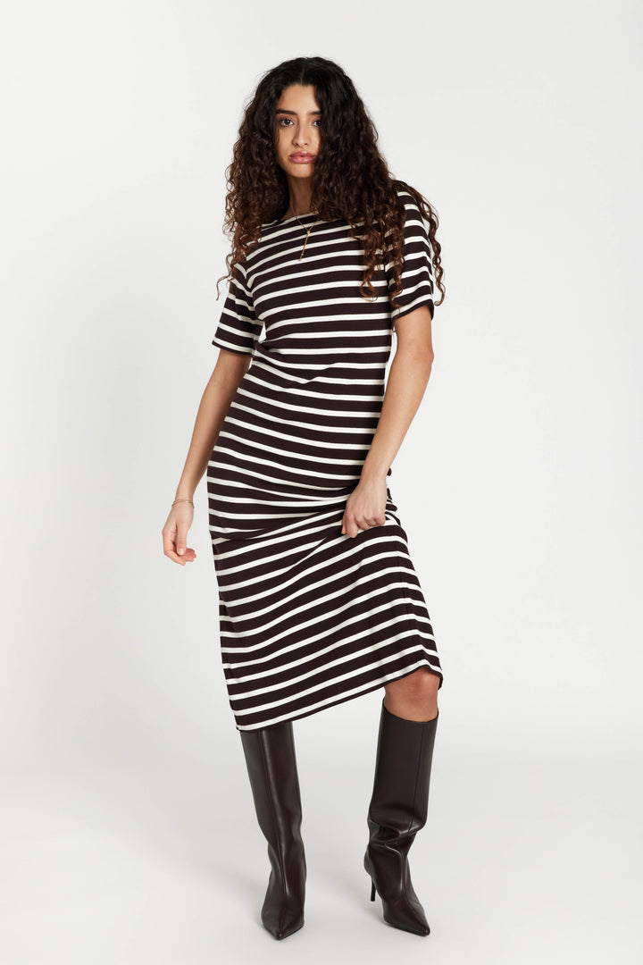 Bruuns Bazaar Women IguanuraBBBoat neck dress Kjoler Brown stripe