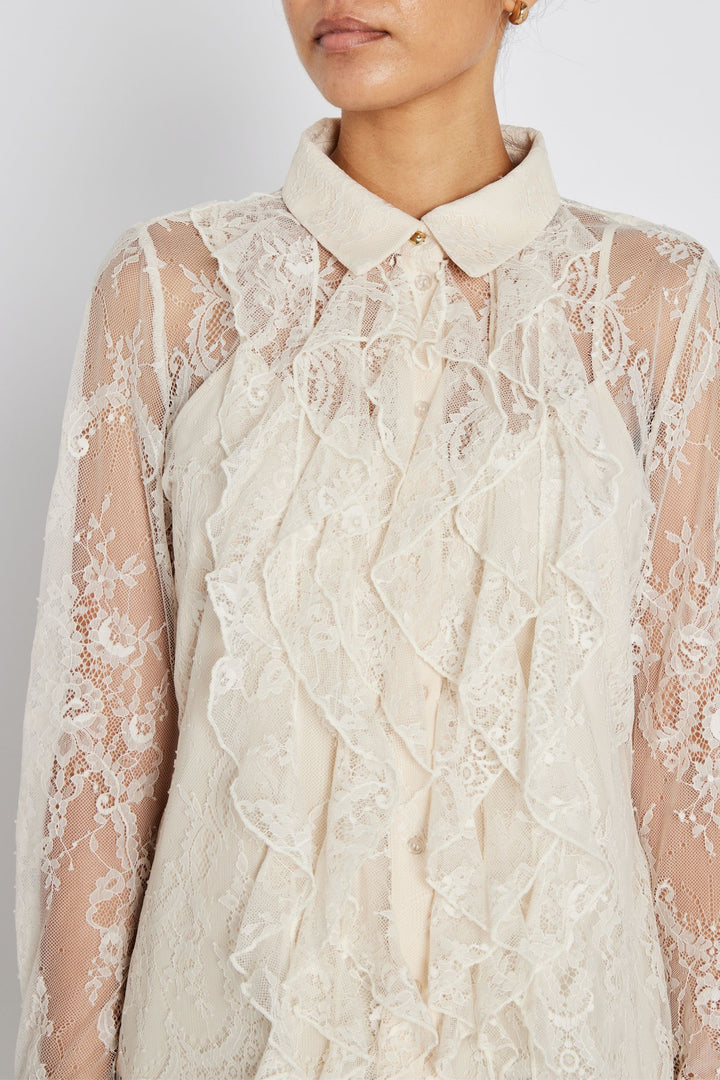 Bruuns Bazaar Women JuaniaBBDaisa skjorte Skjorter White Sand