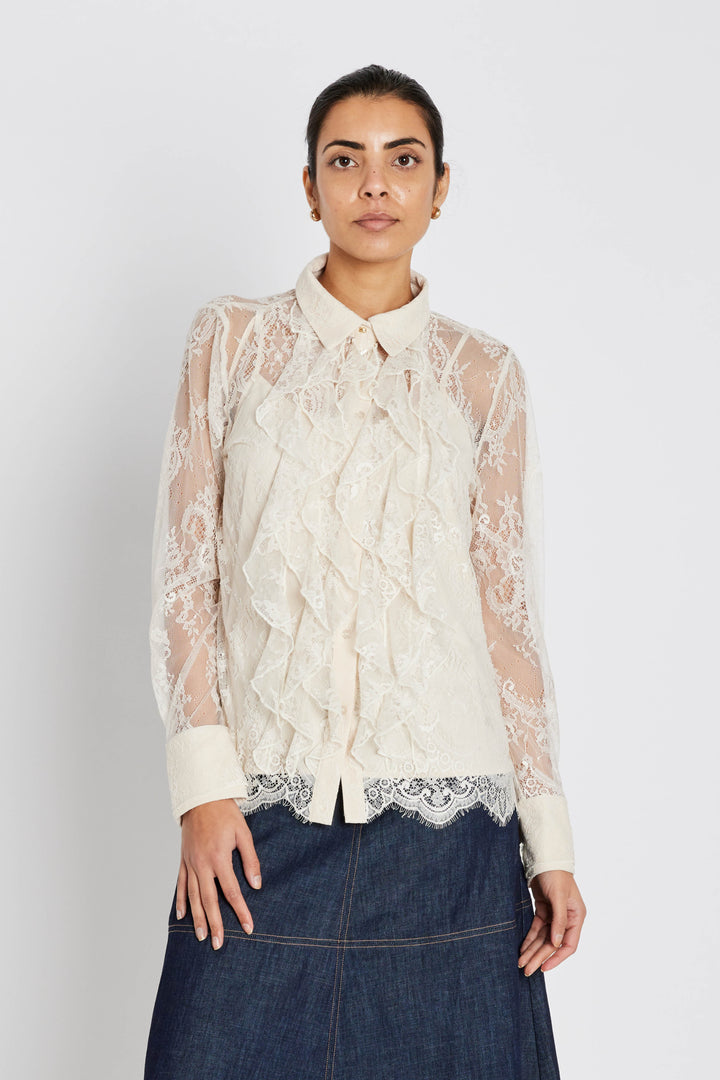 Bruuns Bazaar Women JuaniaBBDaisa skjorte Skjorter White Sand