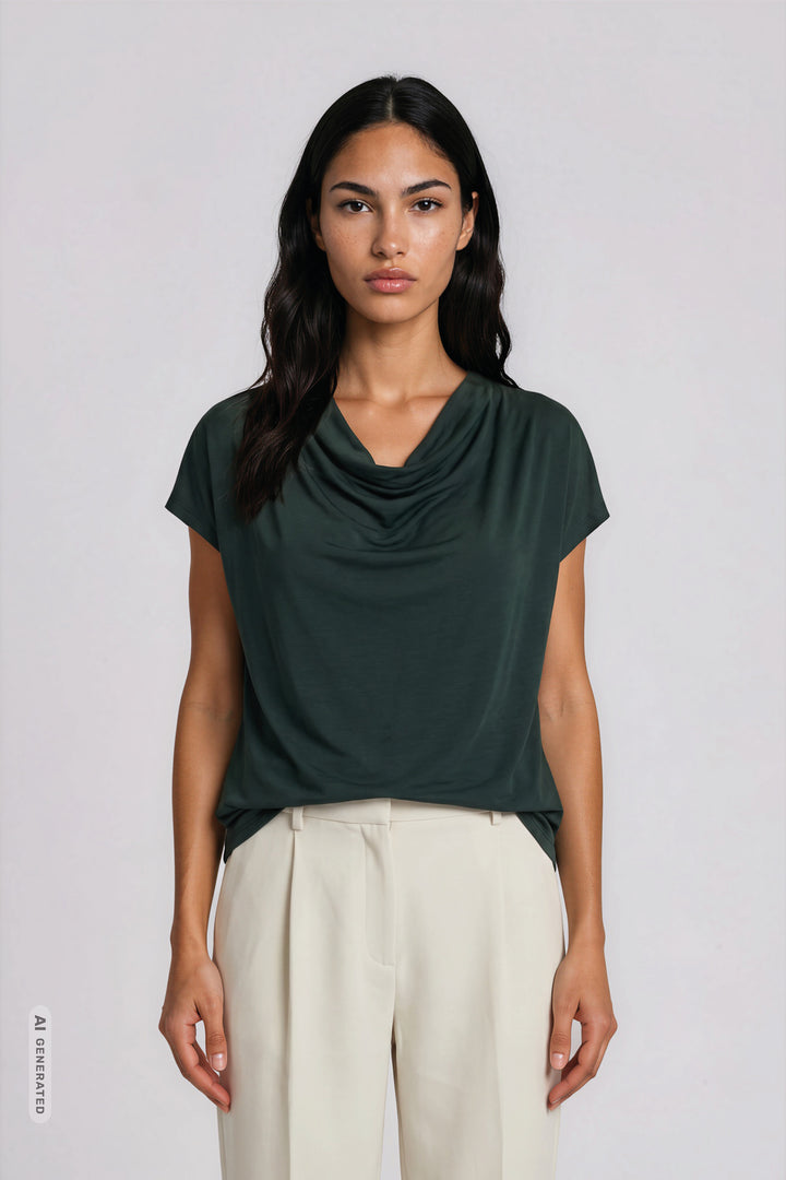 Bruuns Bazaar Women KatkaBBGinae bluse T-shirts Midnight Green