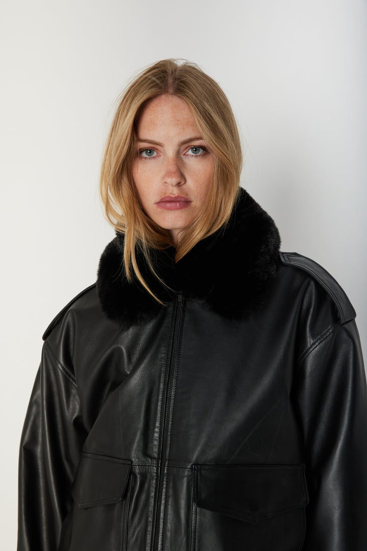 Bruuns Bazaar Women LeatherBBpilot jakke Overtøj Black