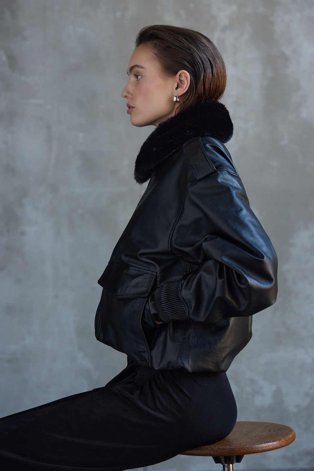 Bruuns Bazaar Women LeatherBBpilot jakke Overtøj Black
