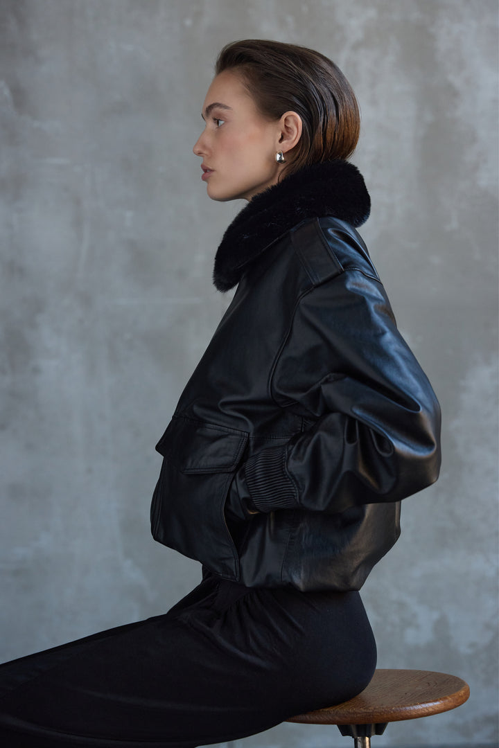 Bruuns Bazaar Women LeatherBBpilot jakke Overtøj Black