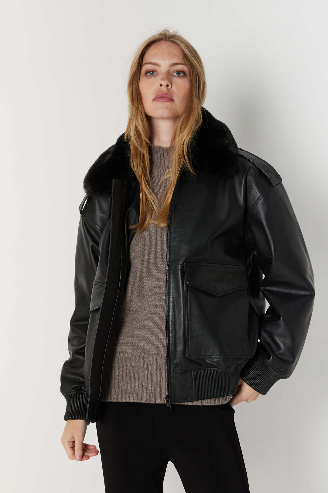Bruuns Bazaar Women LeatherBBpilot jakke Overtøj Black