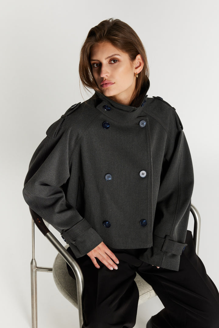 Bruuns Bazaar Women OncocaBBShort trenchcoat Overtøj Grey