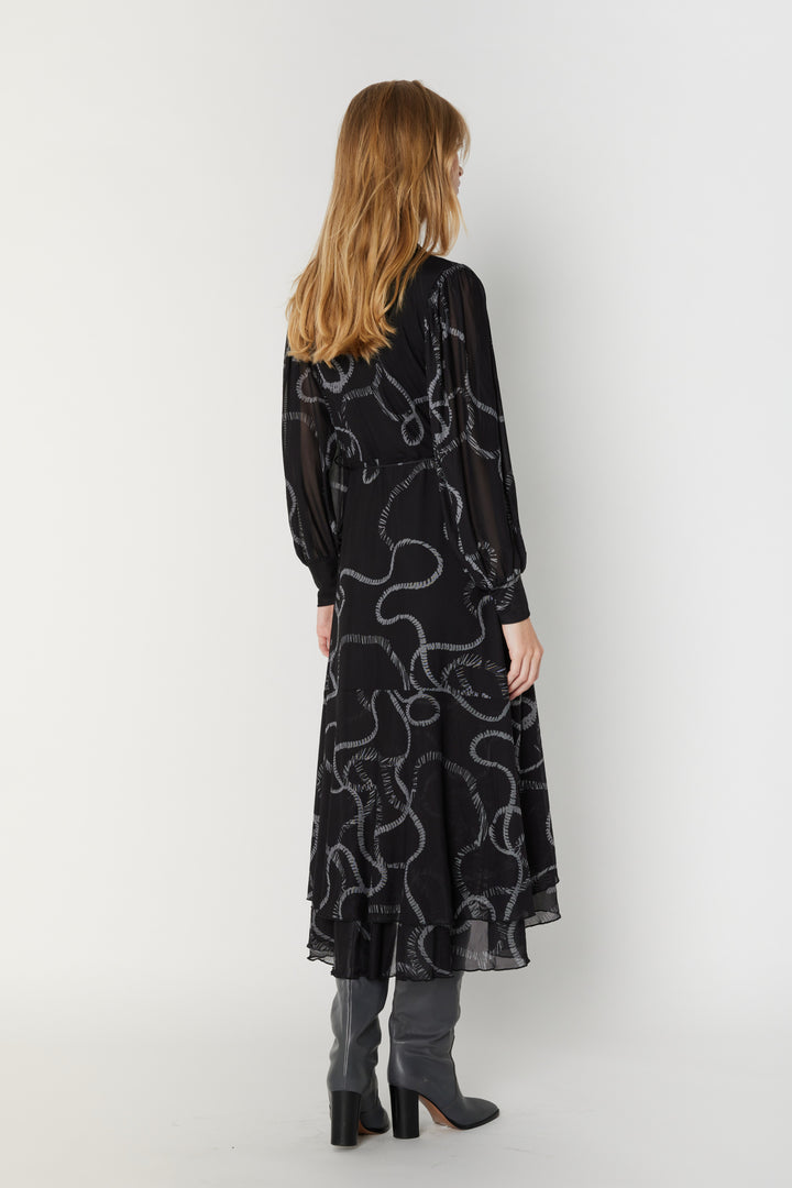 Bruuns Bazaar Women PhloxBBNora kjole Kjoler Black robe print