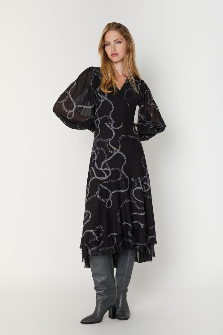 Bruuns Bazaar Women PhloxBBNora kjole Kjoler Black robe print