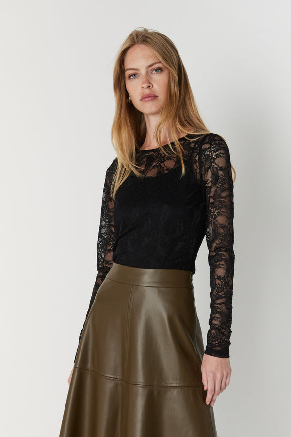 SeliniaBBRound neck bluse - Black