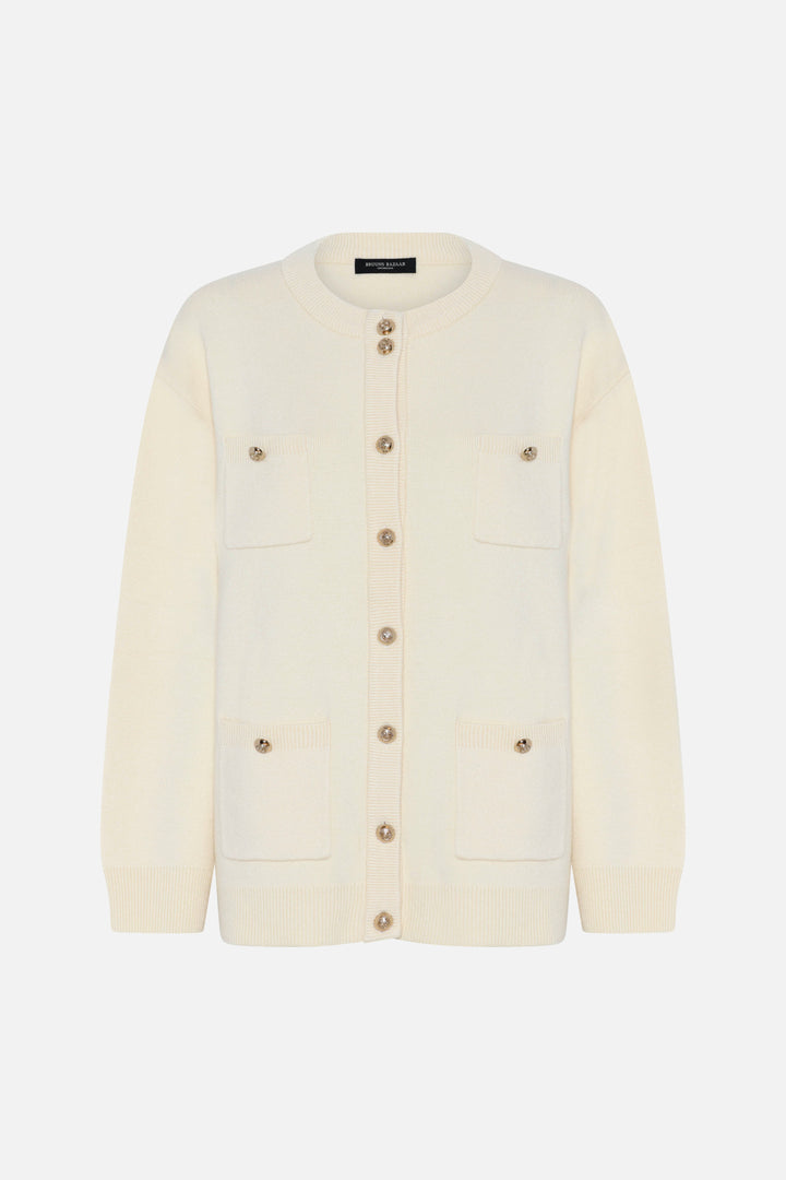 Bruuns Bazaar Women SimonaBBCaili strikket cardigan Strik Snow White