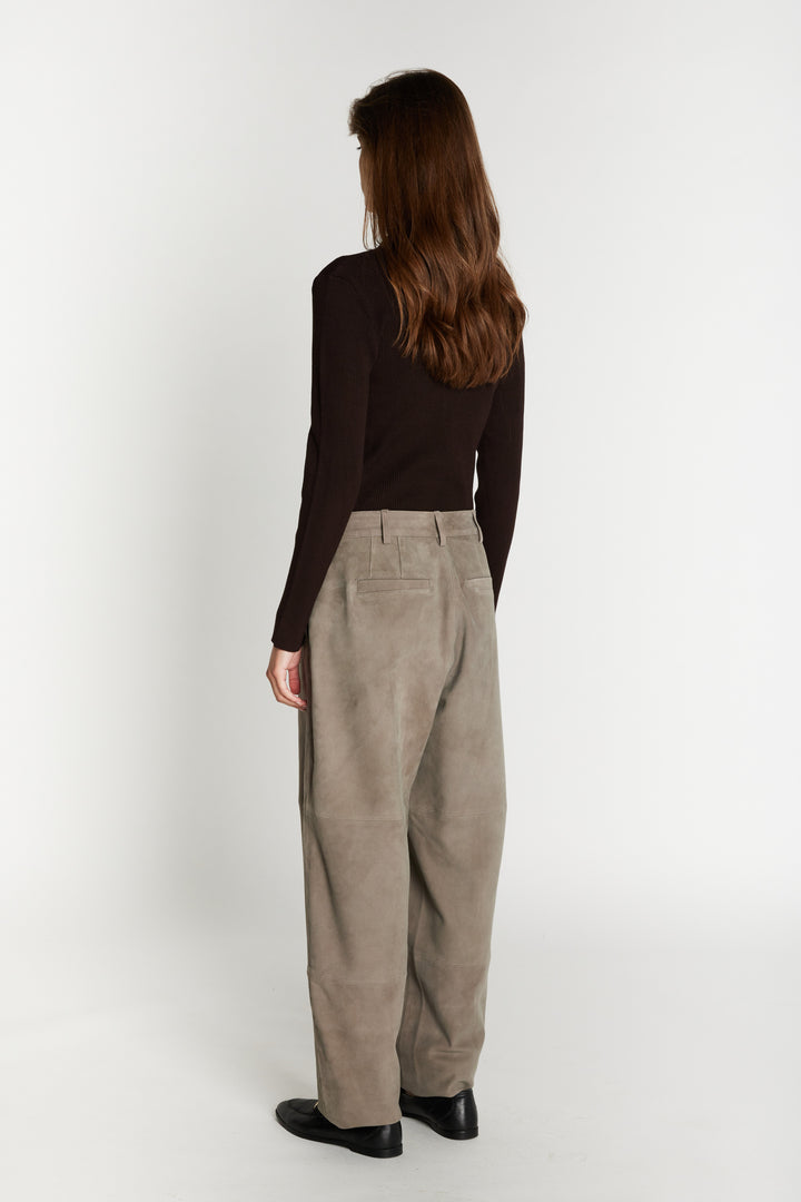 Bruuns Bazaar Women SuedaBBBarel ruskindsbukser Bukser Taupe grey