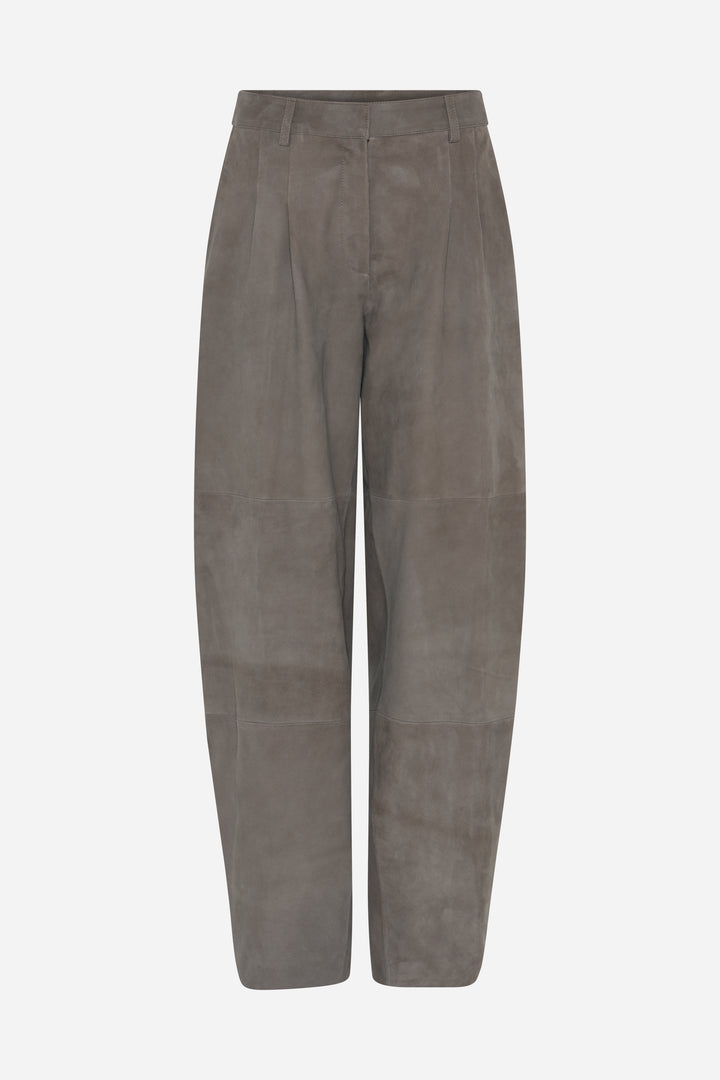 Bruuns Bazaar Women SuedaBBBarel ruskindsbukser Bukser Taupe grey