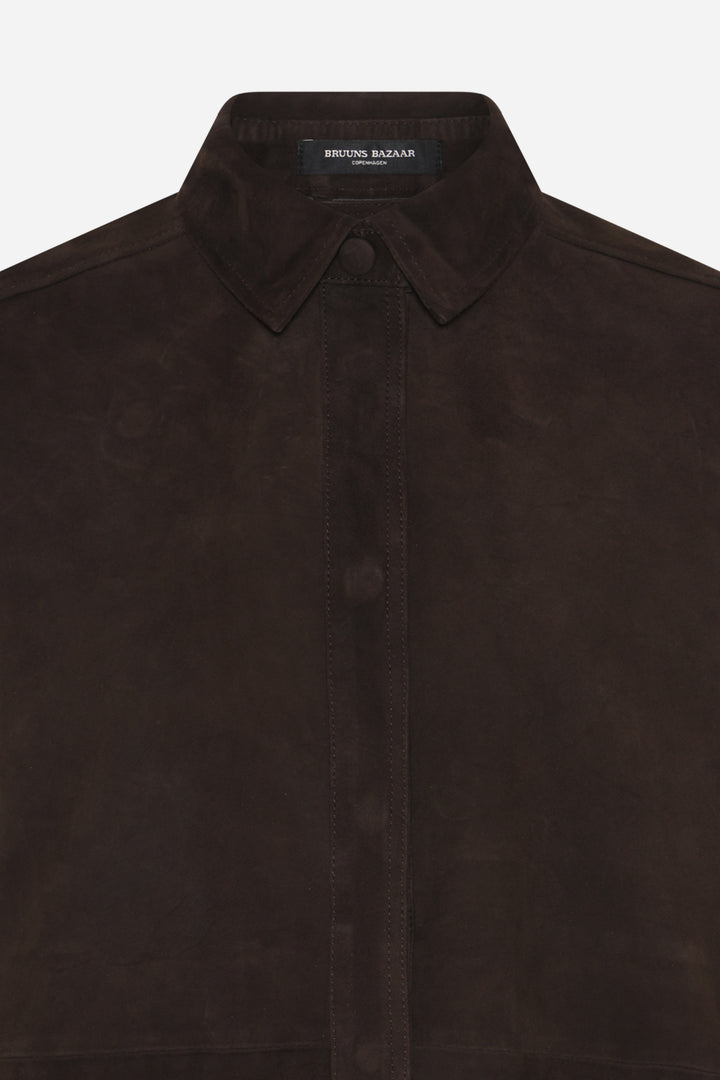 Bruuns Bazaar Women SuedaBBCastania ruskindsskjorte Skjorter Dark Brown