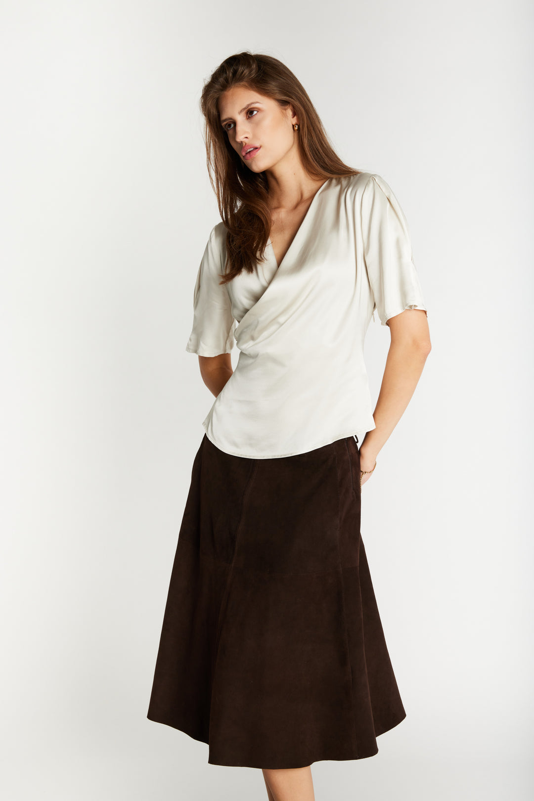 Bruuns Bazaar Women SuedaBBIrene suede nederdel Nederdele Dark Brown