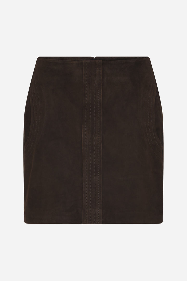 Bruuns Bazaar Women SuedaBBSianata ruskindsnederdel Nederdele Dark Brown