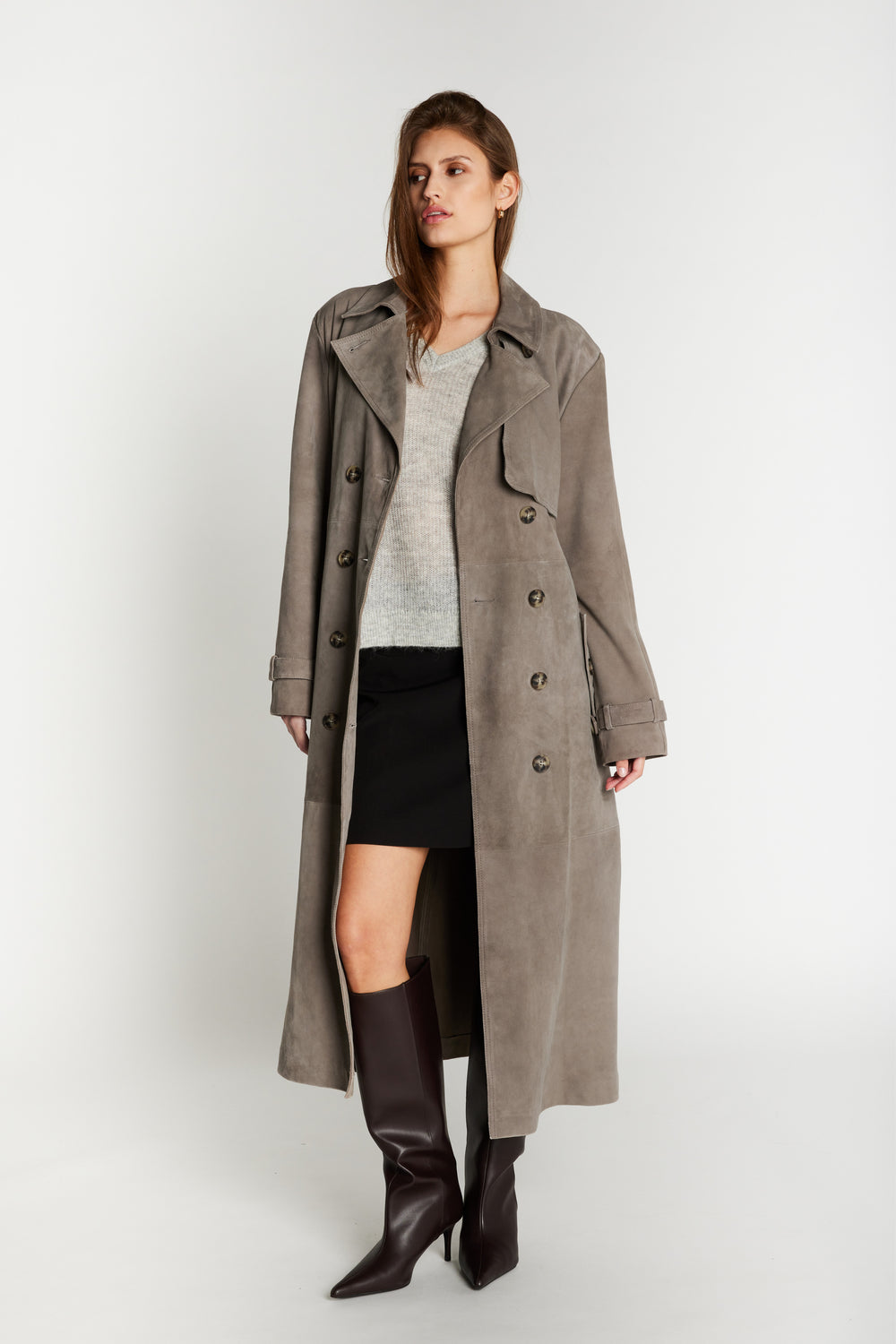Bruuns Bazaar Women SuedaBBWiolas ruskindsfrakke Overtøj Taupe grey