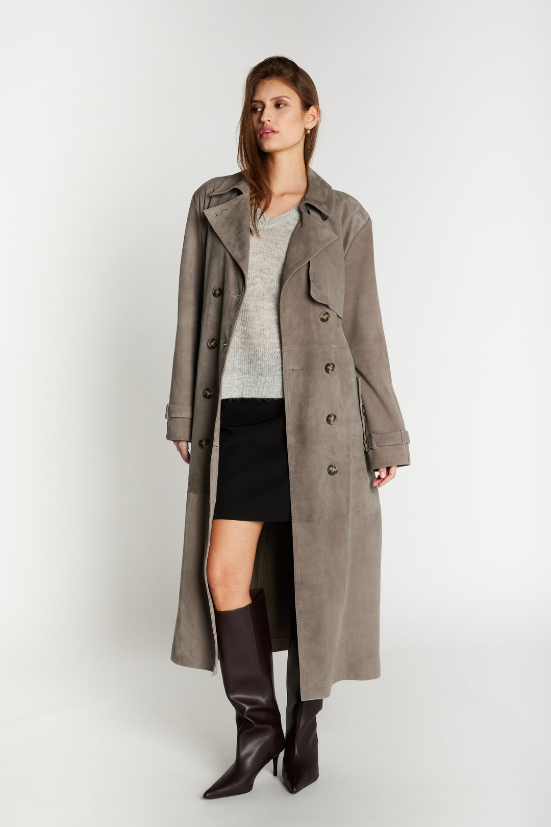 Bruuns Bazaar Women SuedaBBWiolas ruskindsfrakke Overtøj Taupe grey