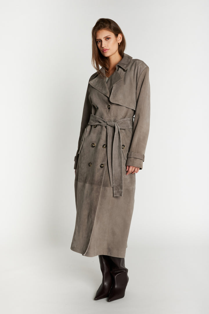 Bruuns Bazaar Women SuedaBBWiolas ruskindsfrakke Overtøj Taupe grey